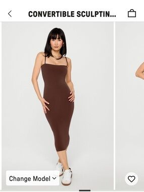YITTY Brown Convertible Sculpting Midi Dress